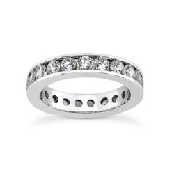 Thin 14K White Gold Round Diamond Eternity Band 1.25ct