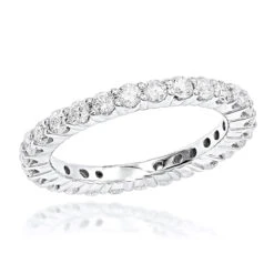 Thin 14K White Gold Round Diamond Eternity Band 1.35ct