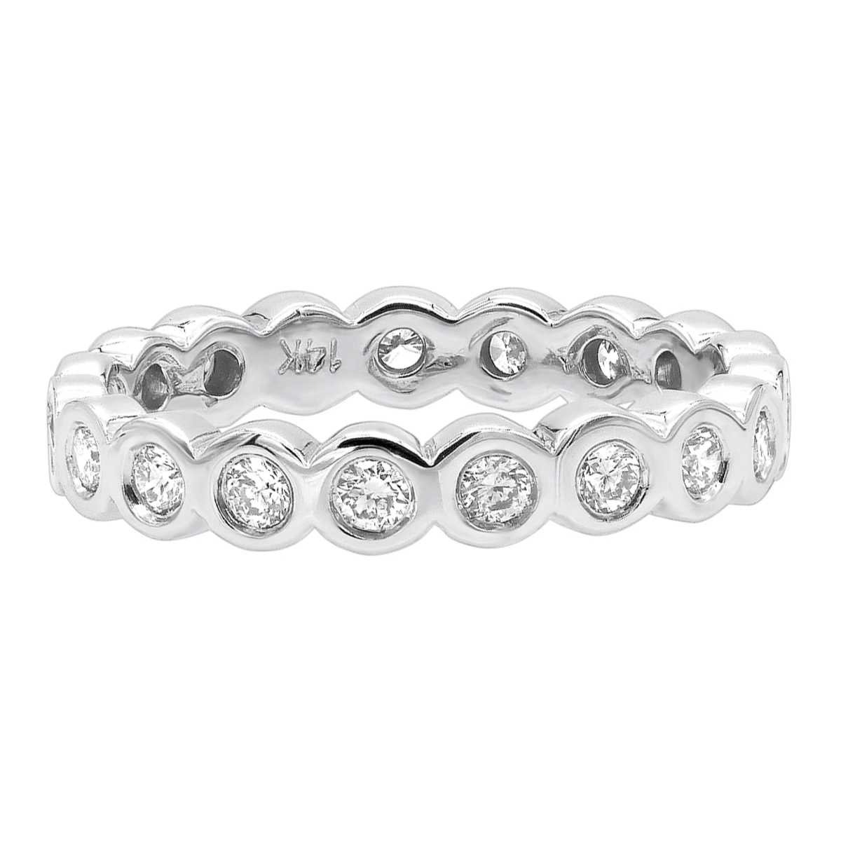 14K White Gold Round Diamond Eternity Band Bezel Set Diamonds 1.60ct 6 14K White Gold Round Diamond Eternity Band Bezel Set Diamonds 1.60ct - Image 4