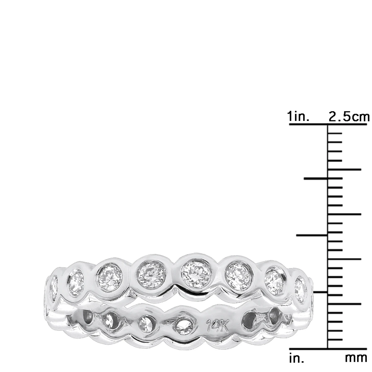 14K White Gold Round Diamond Eternity Band Bezel Set Diamonds 1.60ct 10 14K White Gold Round Diamond Eternity Band Bezel Set Diamonds 1.60ct - Image 8