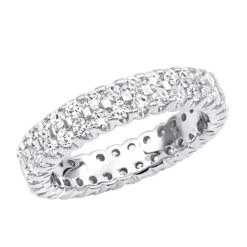 14K White Gold Round Diamond Eternity Band 1.74ct
