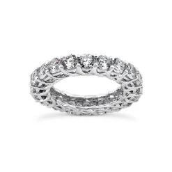 14K White Gold Round Diamond Eternity Band 4ct 4.4mm