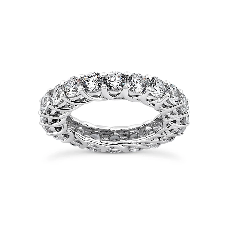14K White Gold Round Diamond Eternity Band 4ct 4.4mm 3 14K White Gold Round Diamond Eternity Band 4ct 4.4mm