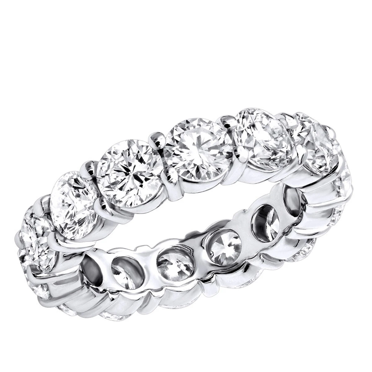 14K White Gold Round Diamond Eternity Band 5.85ct 3 14K White Gold Round Diamond Eternity Band 5.85ct