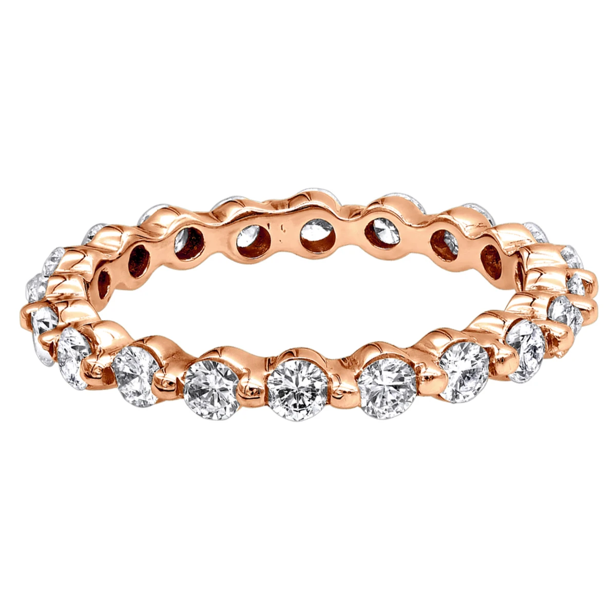 Thin 14K White Gold Round Diamond Eternity Ring 1.33ct 8 Thin 14K White Gold Round Diamond Eternity Ring 1.33ct - Image 6