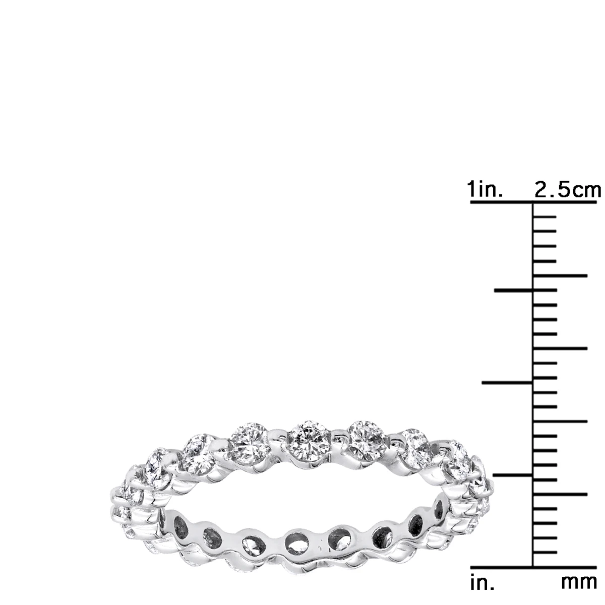 Thin 14K White Gold Round Diamond Eternity Ring 1.33ct 10 Thin 14K White Gold Round Diamond Eternity Ring 1.33ct - Image 8