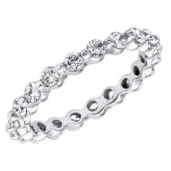 Thin 14K White Gold Round Diamond Eternity Ring 1.33ct