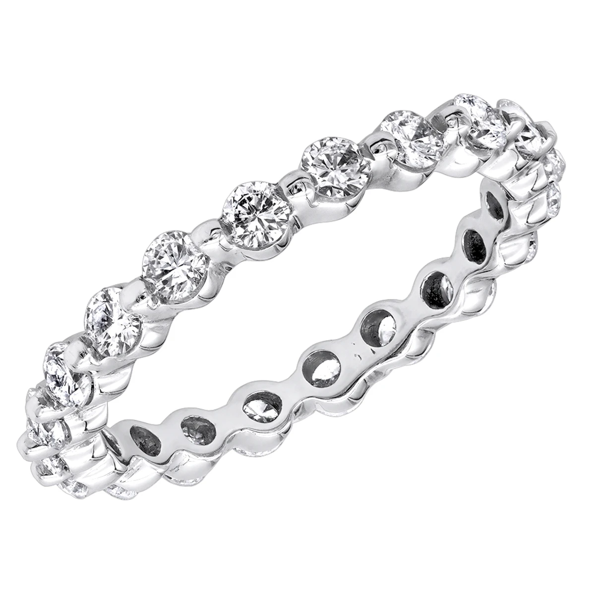 Thin 14K White Gold Round Diamond Eternity Ring 1.33ct 3 Thin 14K White Gold Round Diamond Eternity Ring 1.33ct