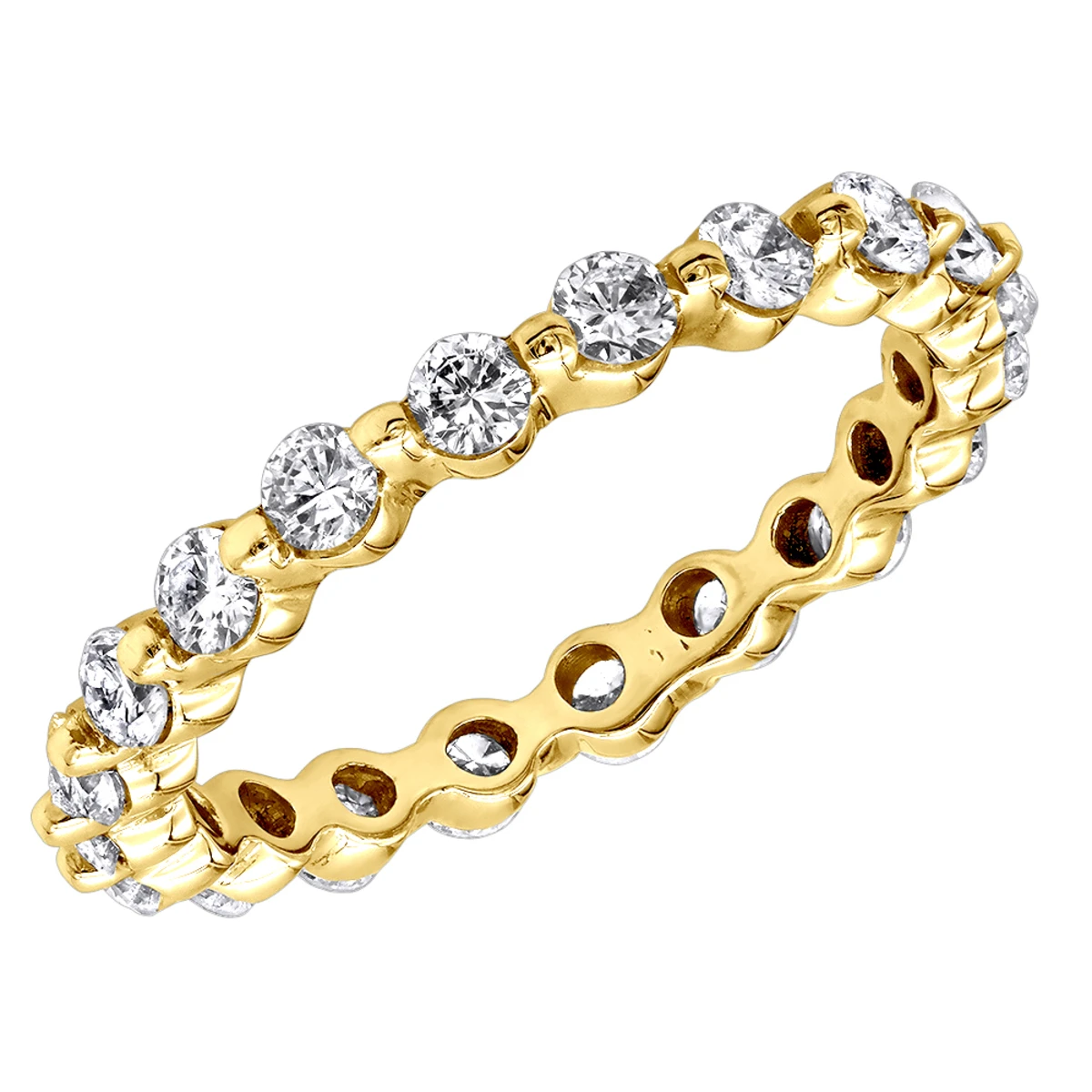 Thin 14K White Gold Round Diamond Eternity Ring 1.33ct 4 Thin 14K White Gold Round Diamond Eternity Ring 1.33ct - Image 2