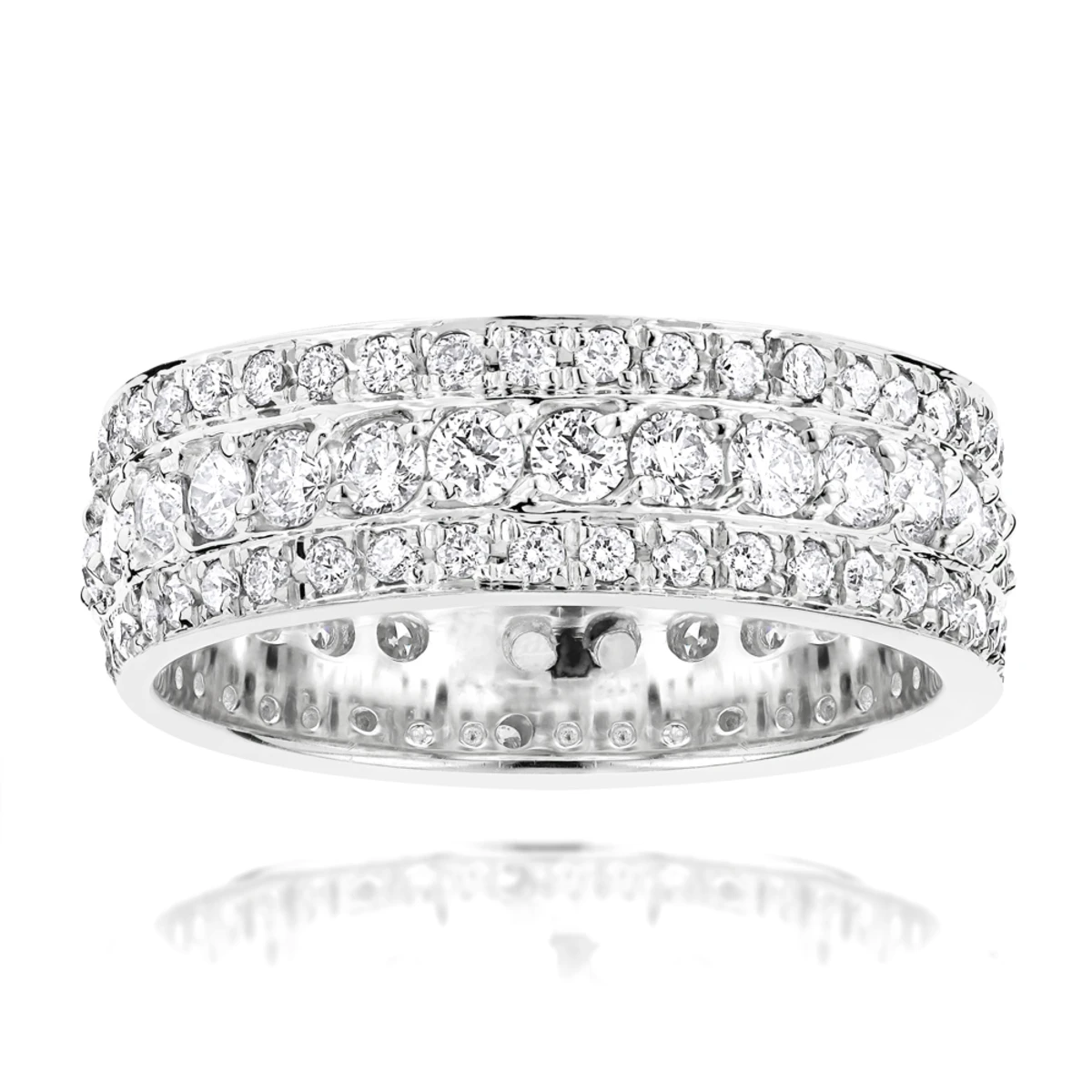 14K Yellow Gold Round Diamond Eternity Band 2 Carat Ring By Luxurman 4 14K Yellow Gold Round Diamond Eternity Band 2 Carat Ring By Luxurman - Image 2