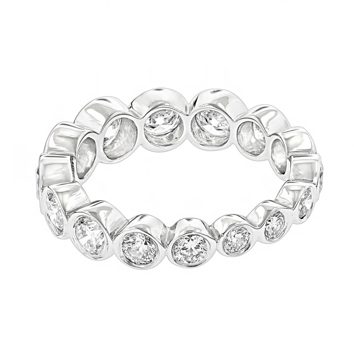 14K White Gold Round Diamond Eternity Ring 2.09ct 6 14K White Gold Round Diamond Eternity Ring 2.09ct - Image 4