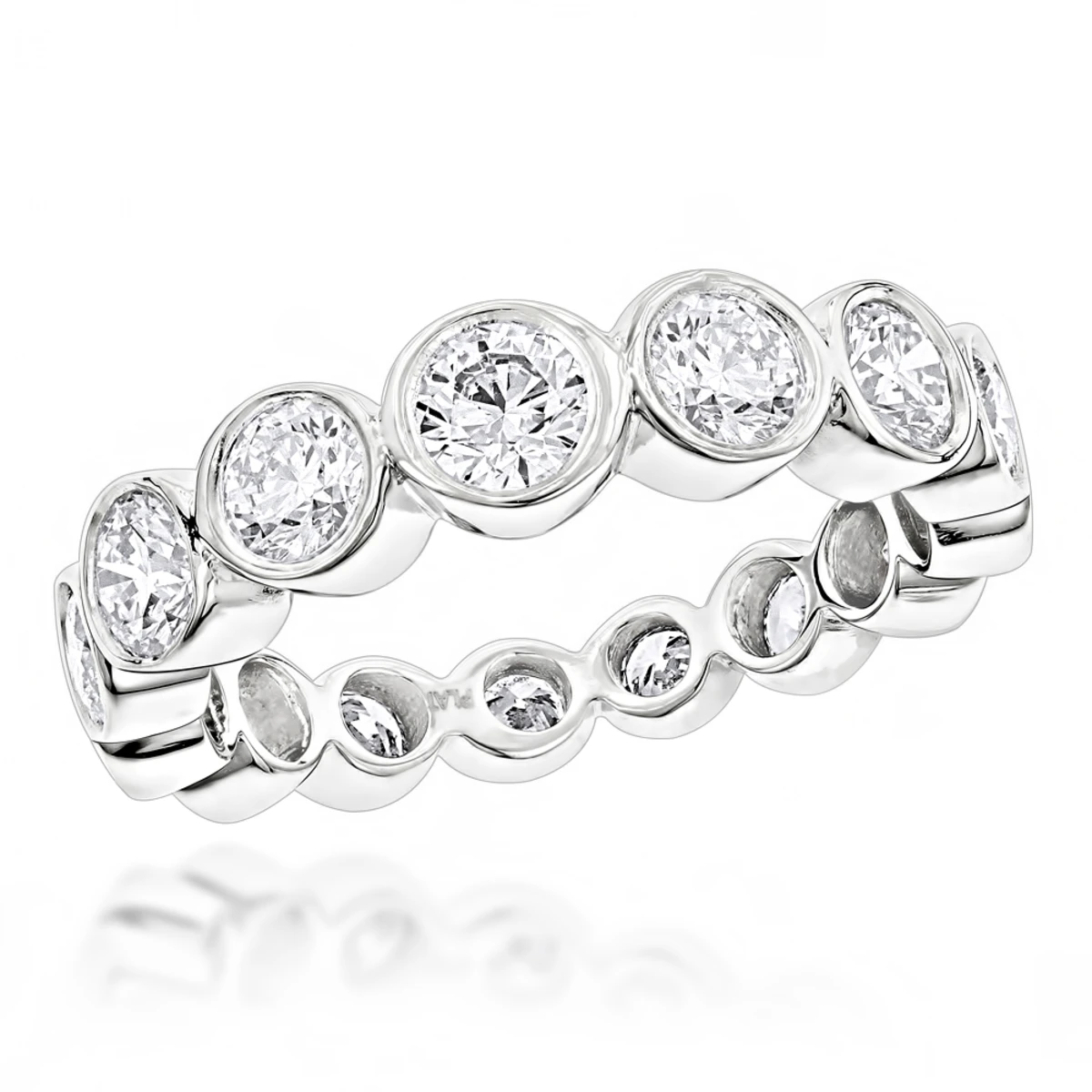 14K White Gold Round Diamond Eternity Ring 2.09ct 3 14K White Gold Round Diamond Eternity Ring 2.09ct