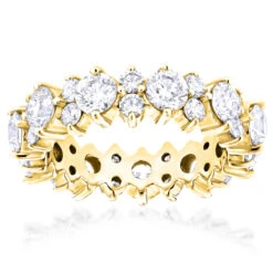 Unique 14K Yellow Gold Round Diamond Anniversary/Eternity Band 4.40ct