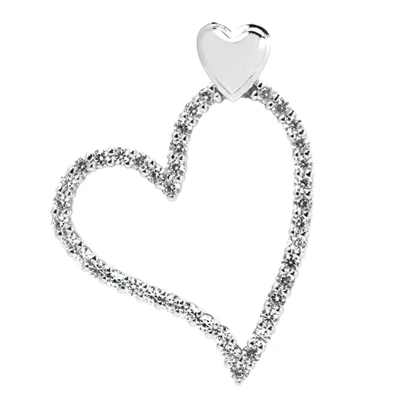 14K White Gold Round Diamond Floating Heart Pendant 0.74ct 3 14K White Gold Round Diamond Floating Heart Pendant 0.74ct
