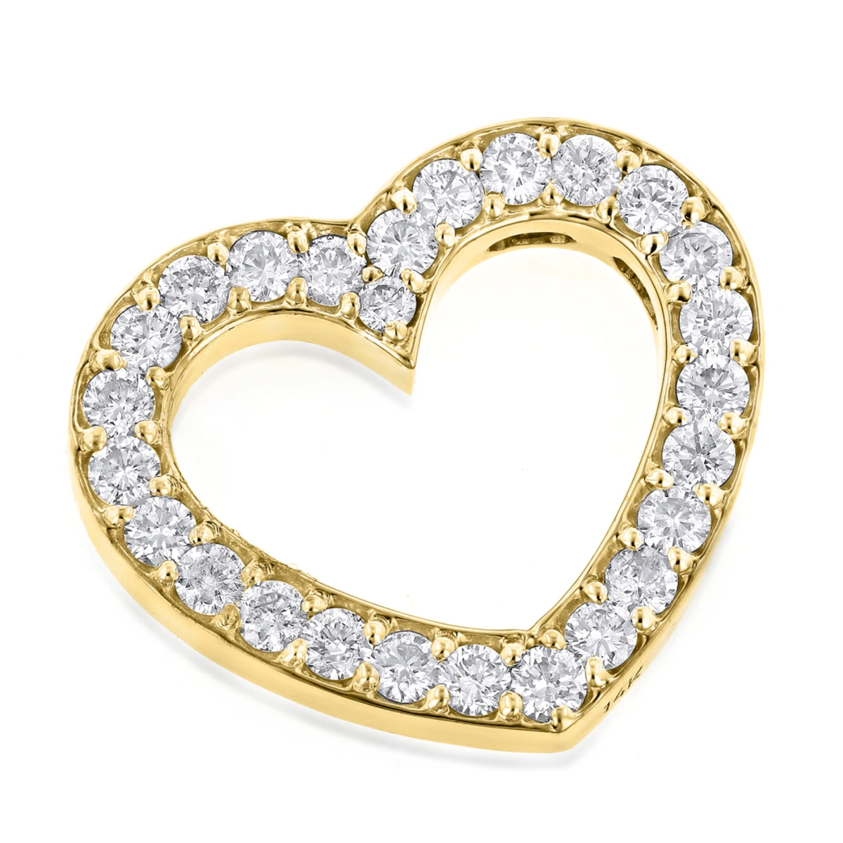 14K Yellow Gold Round Diamond Floating Heart Pendant 1.25ct 3 14K Yellow Gold Round Diamond Floating Heart Pendant 1.25ct