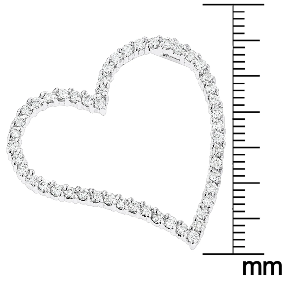 14K White Gold 1 Carat Round Diamond Floating Heart Pendant By Luxurman 7 14K White Gold 1 Carat Round Diamond Floating Heart Pendant By Luxurman - Image 5