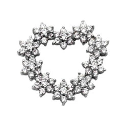 14K White Gold Round Diamond Floral Heart Pendant 2.80ct
