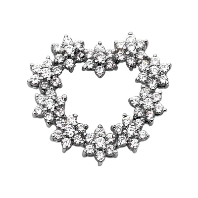 14K White Gold Round Diamond Floral Heart Pendant 2.80ct 3 14K White Gold Round Diamond Floral Heart Pendant 2.80ct