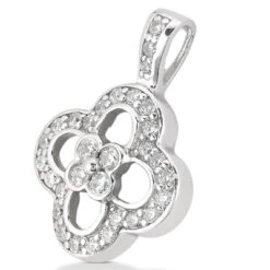 14K White Gold Round Diamond Floral Pendant 0.52ct 5 14K White Gold Round Diamond Floral Pendant 0.52ct -Its Hot Jewelry Shop 14k gold round diamond floral pendant 052ct p 27226 back white 20220426