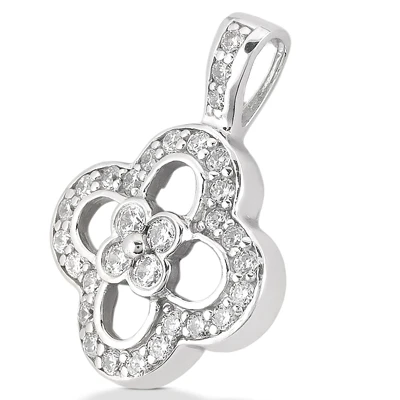 14K White Gold Round Diamond Floral Pendant 0.52ct 4 14K White Gold Round Diamond Floral Pendant 0.52ct - Image 2