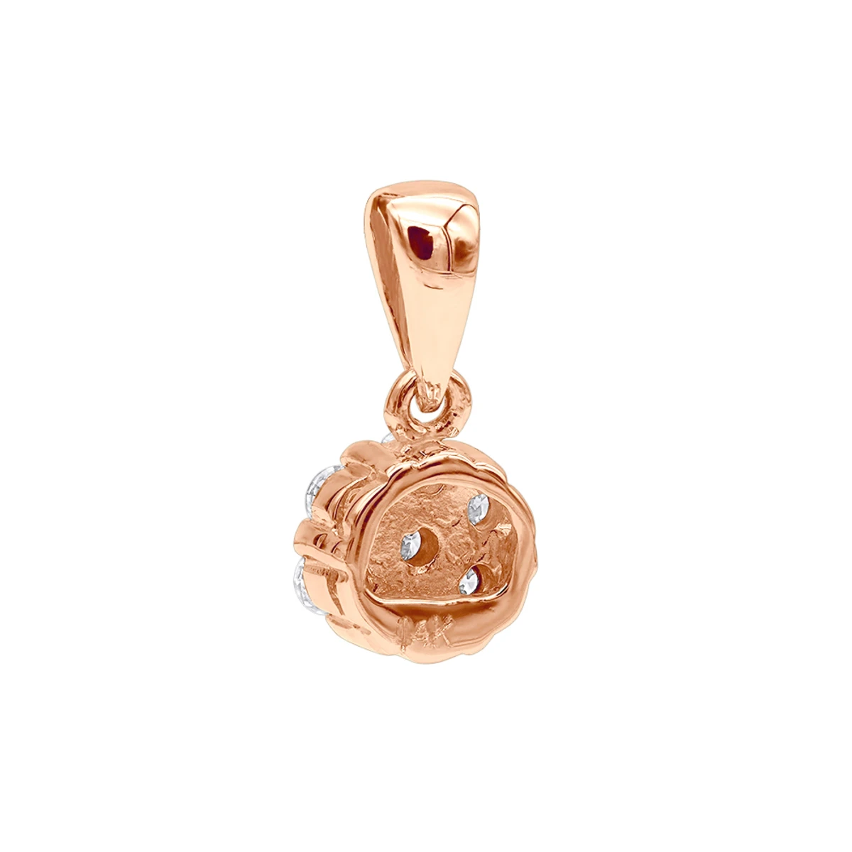 14K Rose Gold Round Diamond Flower Pendant For Women 0.25ct 8 14K Rose Gold Round Diamond Flower Pendant For Women 0.25ct - Image 6