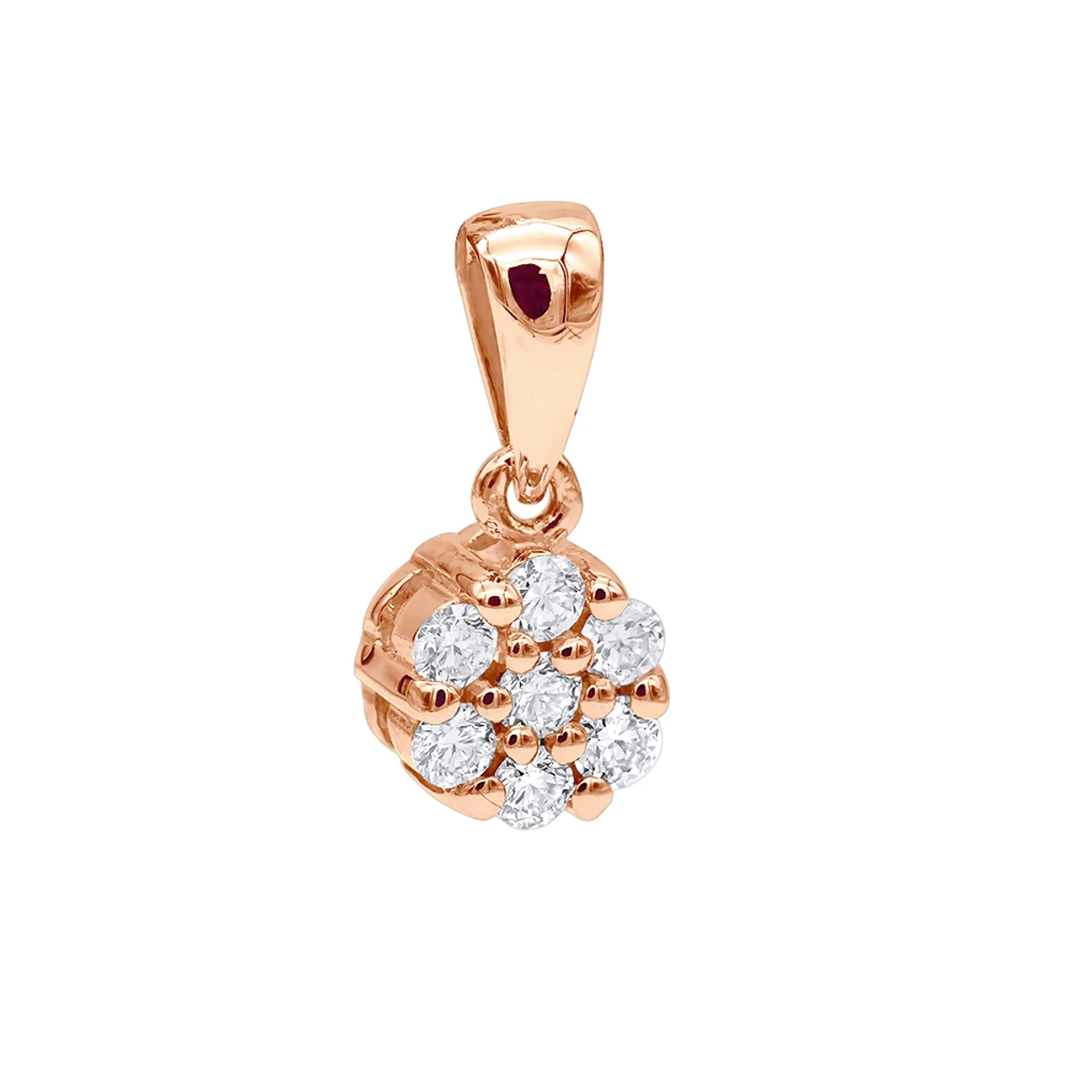 14K Rose Gold Round Diamond Flower Pendant For Women 0.25ct 3 14K Rose Gold Round Diamond Flower Pendant For Women 0.25ct