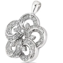 14K White Gold Round Diamond Flower Pendant 0.55ct 18.2mm 5 14K White Gold Round Diamond Flower Pendant 0.55ct 18.2mm -Its Hot Jewelry Shop 14k gold round diamond flower pendant 055ct p 27365 back white 20220426