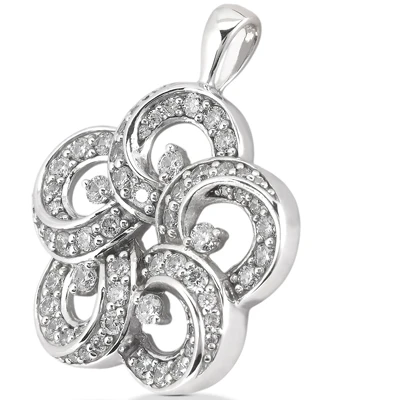 14K White Gold Round Diamond Flower Pendant 0.55ct 18.2mm 4 14K White Gold Round Diamond Flower Pendant 0.55ct 18.2mm - Image 2