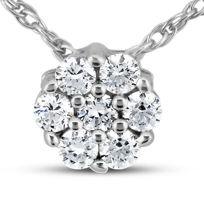 14K White Gold Round Diamond Flower Pendant 1.05ct 3 14K White Gold Round Diamond Flower Pendant 1.05ct