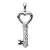 14K White Gold Round Diamond Heart Key Pendant 0.25ct