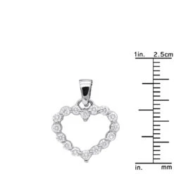 14K White Gold Round Diamond Heart Necklace 0.48ct -Its Hot Jewelry Shop 14k gold round diamond heart necklace 048ct p 27741 rulerwh