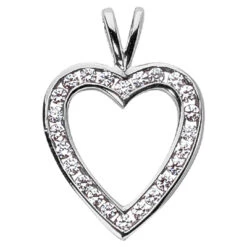 14K White Gold Round Diamond Heart Necklace 0.72ct