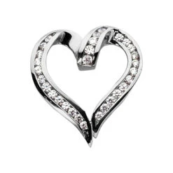 14K White Gold Round Diamond Heart Necklace 1.20ct