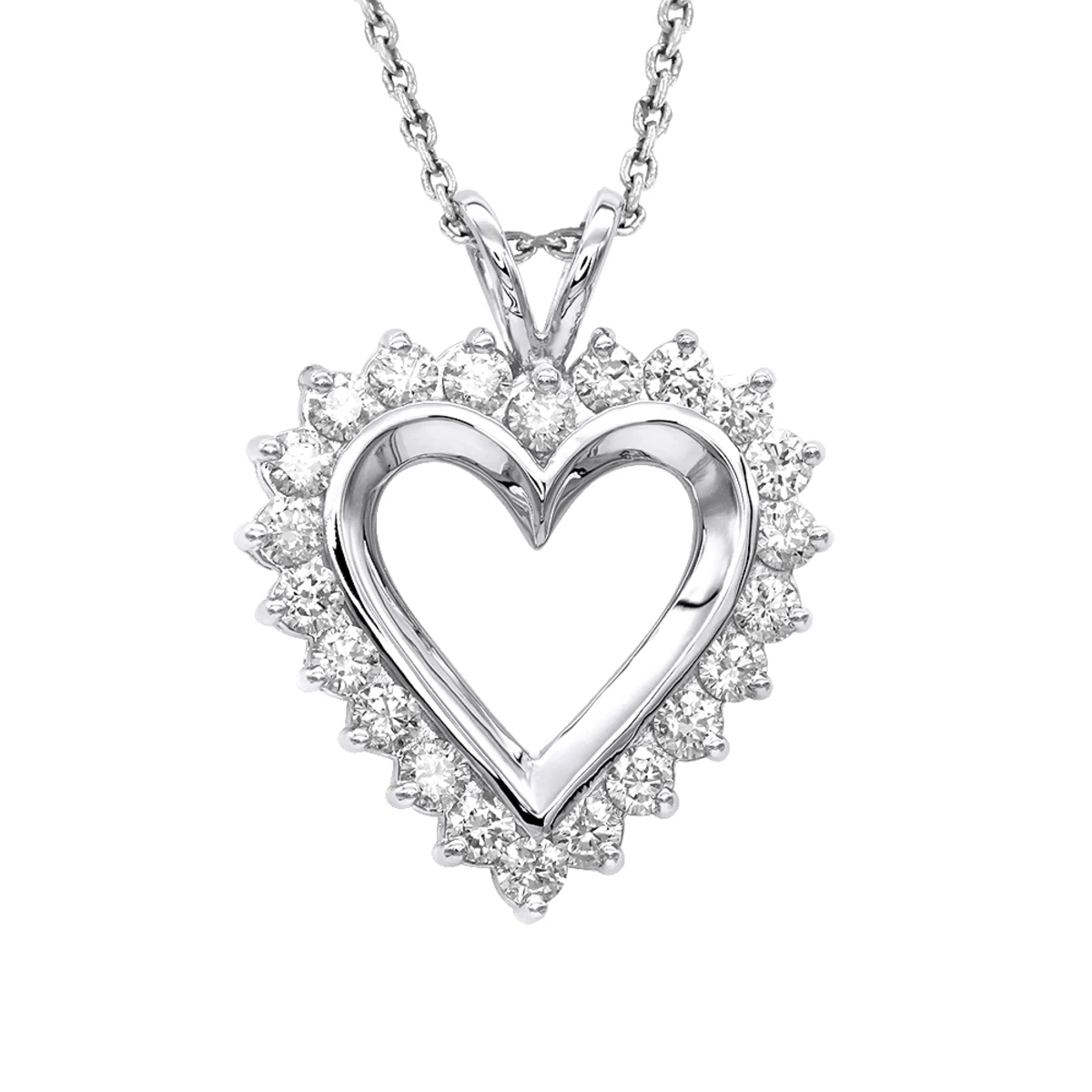 14K Yellow Gold Round Diamond Heart Necklace 1.76ct 4 14K Yellow Gold Round Diamond Heart Necklace 1.76ct - Image 2