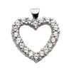 14K White Gold Round Diamond Heart Necklace 2.40ct