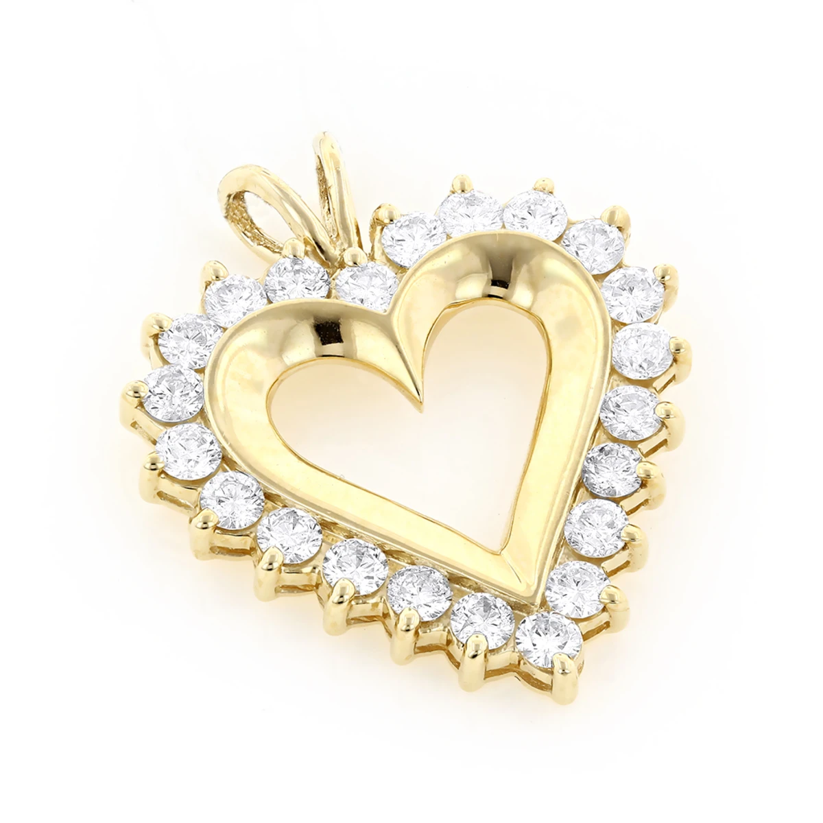 14K Yellow Gold Round Diamond Heart Necklace 2.64ct 3 14K Yellow Gold Round Diamond Heart Necklace 2.64ct