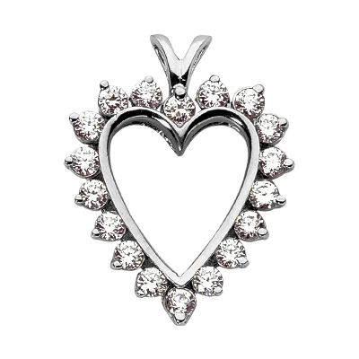 14K White Gold Round Diamond Heart Necklace 3.06ct 3 14K White Gold Round Diamond Heart Necklace 3.06ct