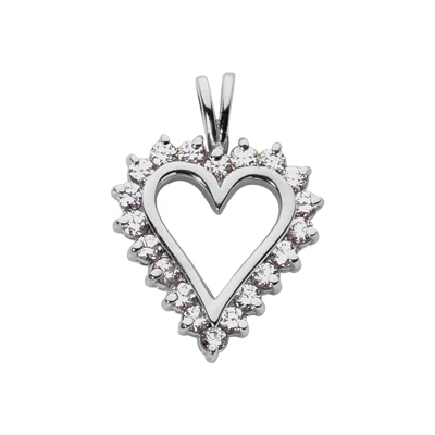 14K White Gold Round Diamond Heart Necklace 4ct 3 14K White Gold Round Diamond Heart Necklace 4ct