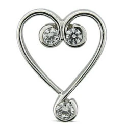 14K White Gold Round Diamond Heart Pendant 0.06ct