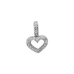 14K White Gold Small Round Diamonds Heart Pendant 0.22ct
