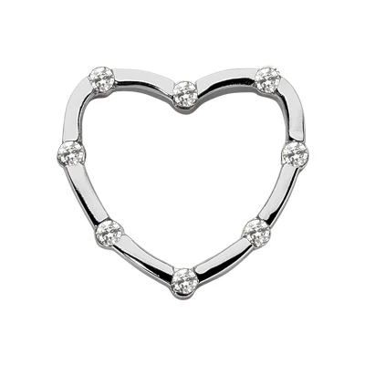 14K White Gold Round Diamond Heart Pendant 0.40ct Hidden Bale 3 14K White Gold Round Diamond Heart Pendant 0.40ct Hidden Bale