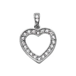 Small Heart Pendant 14K White Gold 0.42ct Round Diamonds