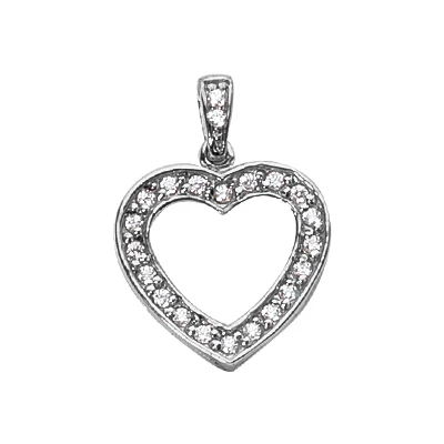 Small Heart Pendant 14K White Gold 0.42ct Round Diamonds 3 Small Heart Pendant 14K White Gold 0.42ct Round Diamonds