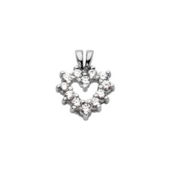 14K White Gold Diamond Heart Shape Pendant 0.42ct