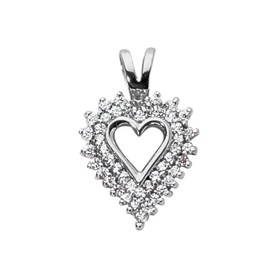 14K White Gold Round Diamond Heart Pendant 0.45ct 25.75mm 3 14K White Gold Round Diamond Heart Pendant 0.45ct 25.75mm