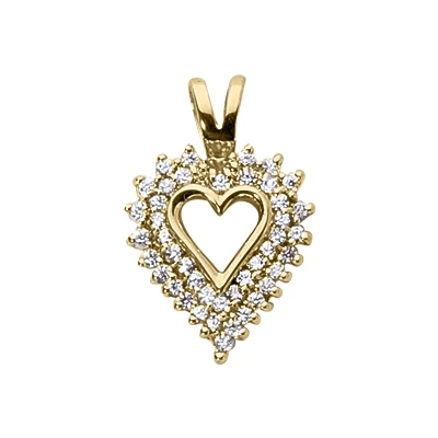 14K White Gold Round Diamond Heart Pendant 0.45ct 25.75mm 4 14K White Gold Round Diamond Heart Pendant 0.45ct 25.75mm - Image 2