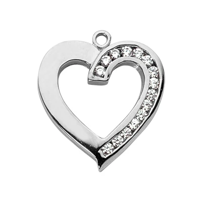 14K White Gold Round Diamond Heart Pendant 0.45ct 3 14K White Gold Round Diamond Heart Pendant 0.45ct