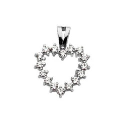 14K White Gold 0.48ct Round Diamonds V-Bale Heart Pendant