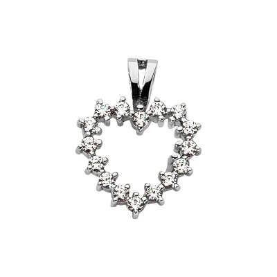 14K White Gold 0.48ct Round Diamonds V-Bale Heart Pendant 3 14K White Gold 0.48ct Round Diamonds V-Bale Heart Pendant