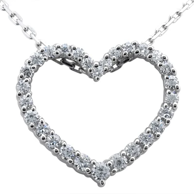 14K White Gold Round Diamond Heart Pendant 0.50ct 18mm 3 14K White Gold Round Diamond Heart Pendant 0.50ct 18mm